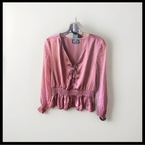 Angie Size Jr. Medium silky long sleeve peplum style blouse